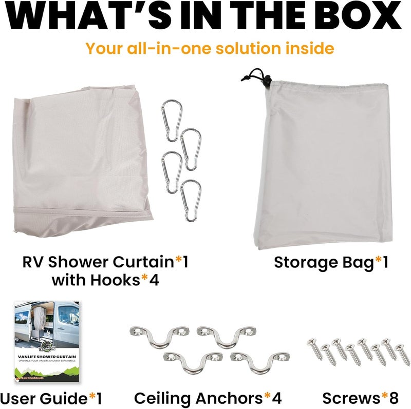 Terapaton Camper Van Shower Curtain 72in Height, RV Hidden Shower Privacy Curtain with Magnetic Stickers, Interior Shower Curtain for Bench Shower, Collapsible Square Shower (30" W x 72" H) - Image 3